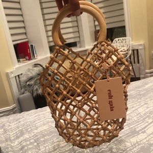 100% Bamboo Net Macrame Bucket Bag with tags